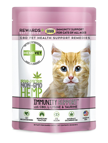 IMMUNITY SUPPORT for Cats with CBD Taurine L Lysine HempVet Pet Health Remedies